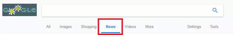 Image: "News" tab on Google's search engine