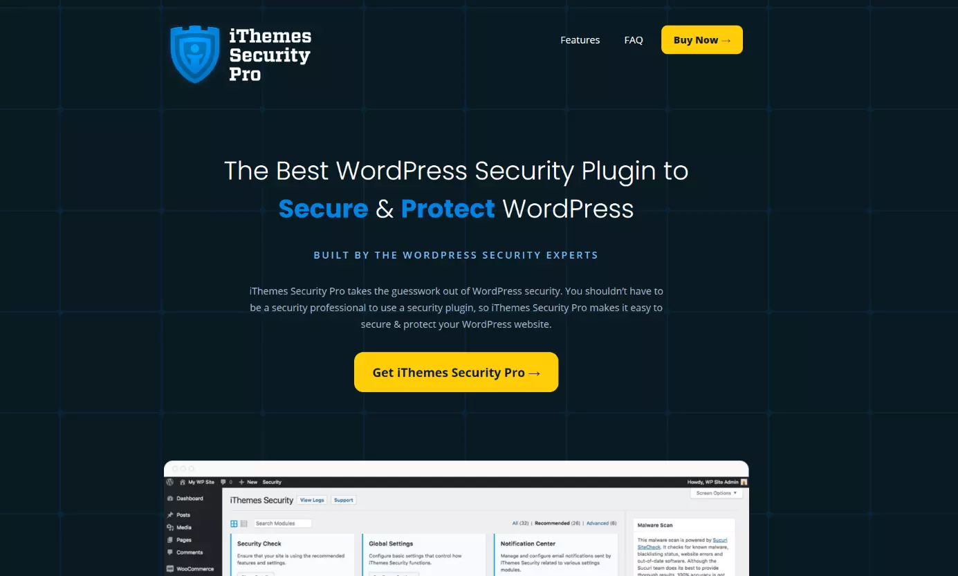 Image: Website of iThemes Security Pro