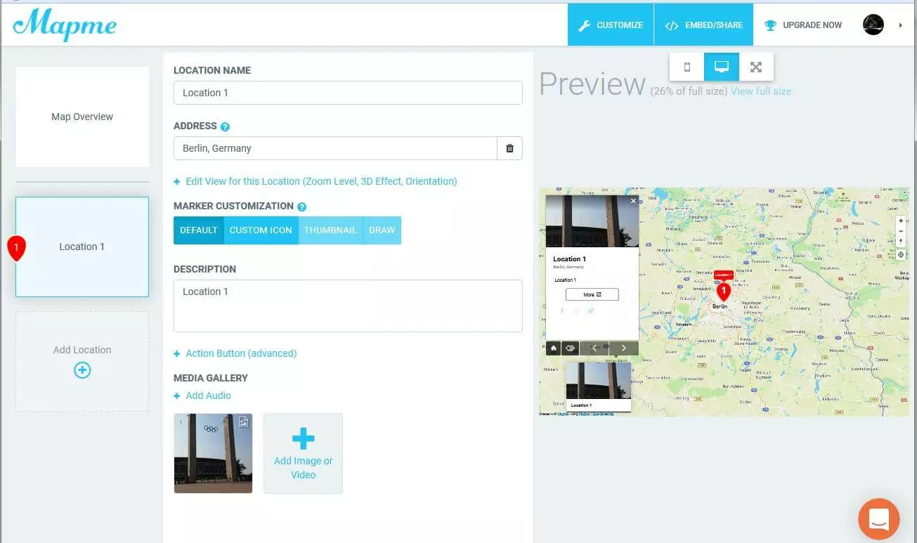 Image: User interface of Mapme