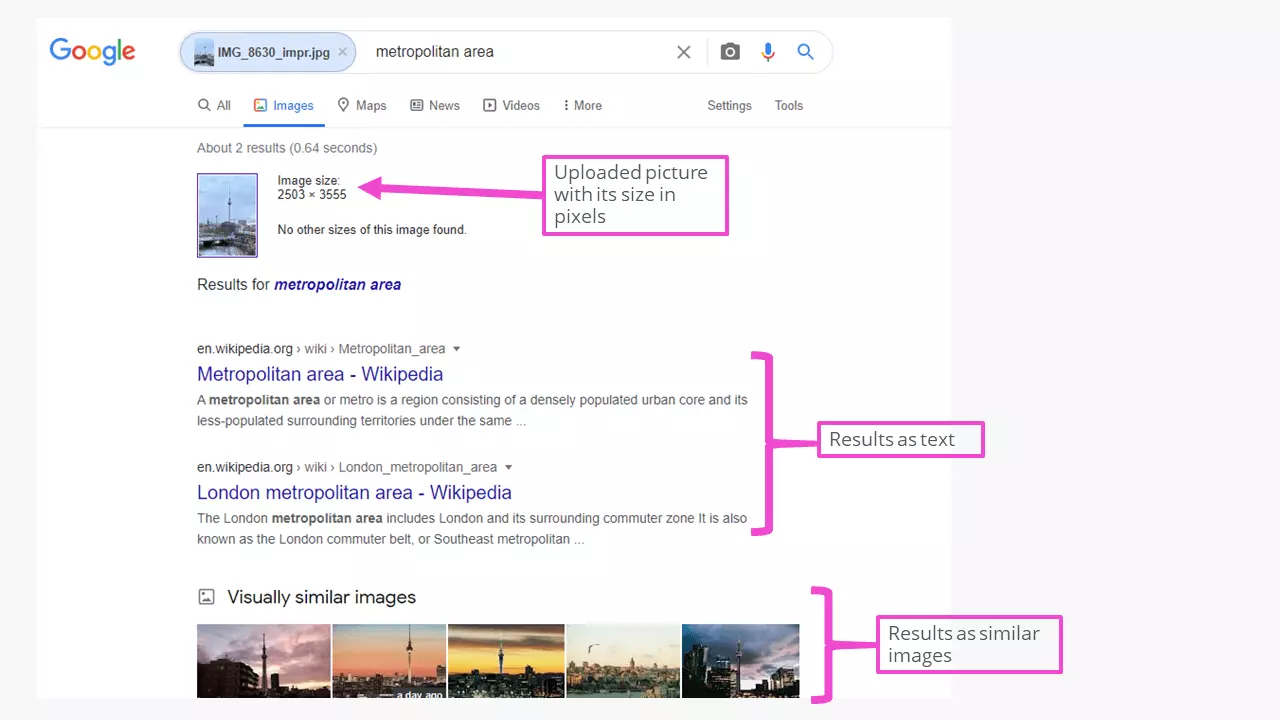 Image: Reverse image search: Google Image results