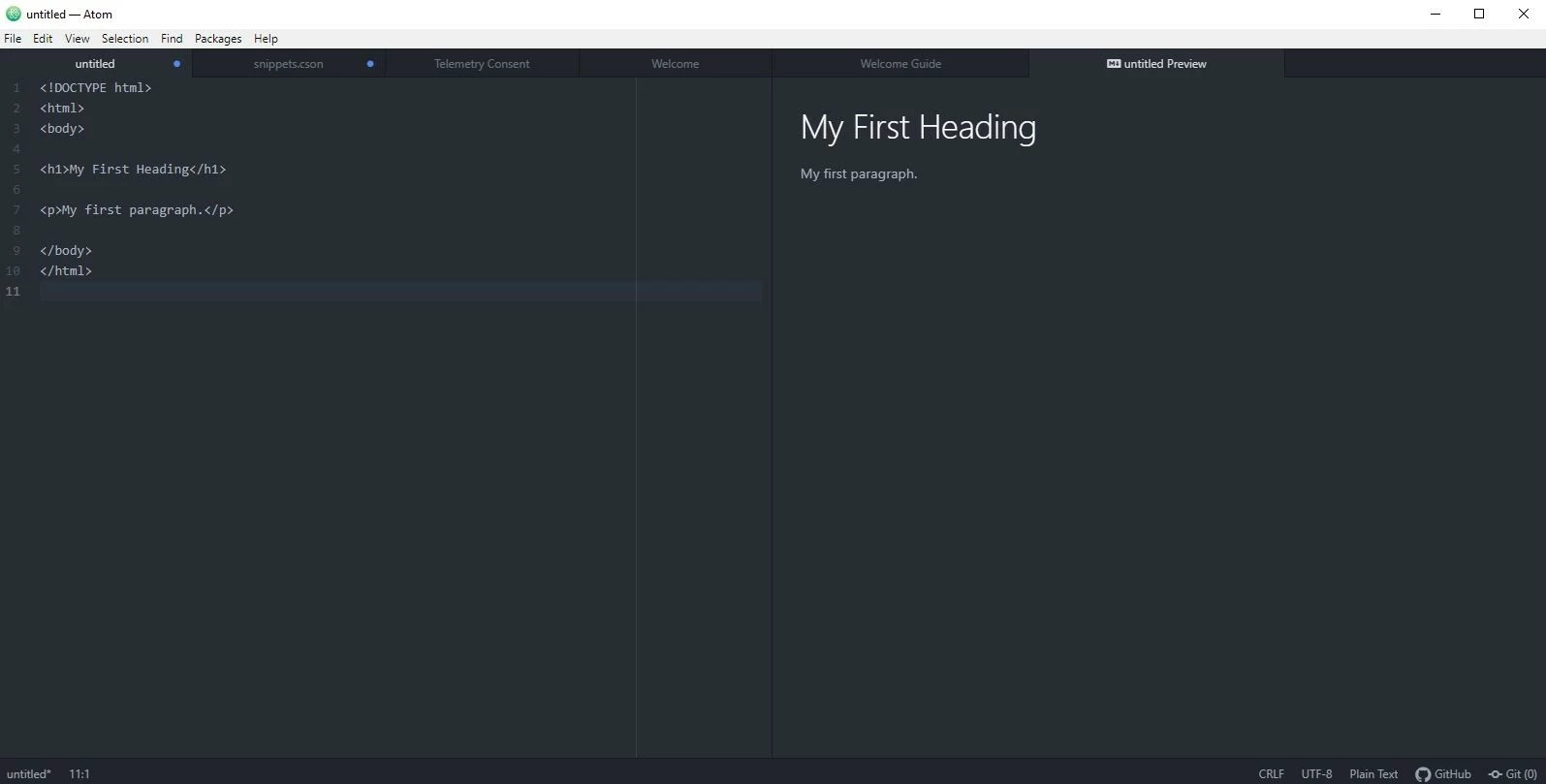 Image: Atom: document view and live preview