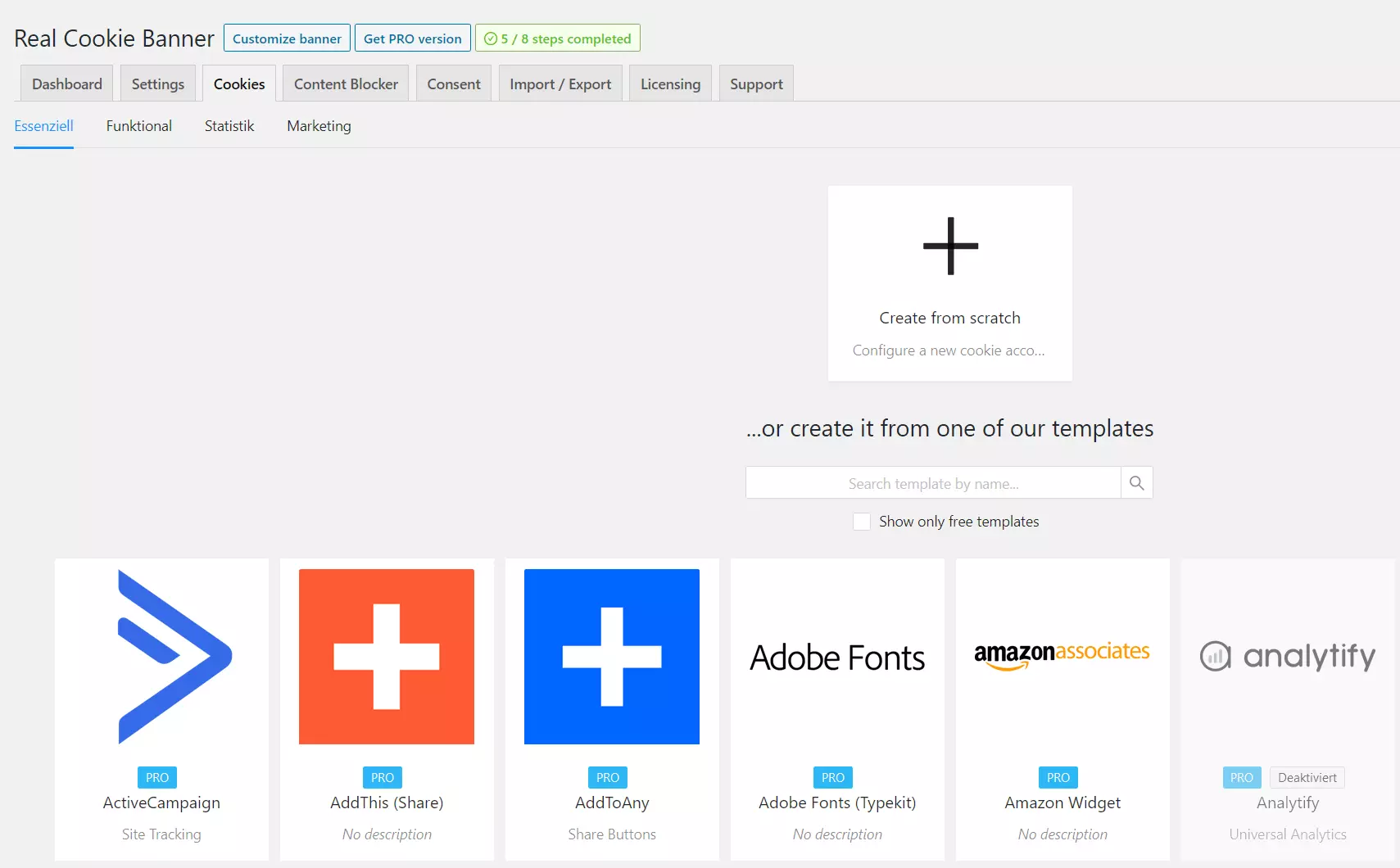 Image: Real Cookie Banner: Cookie banner templates