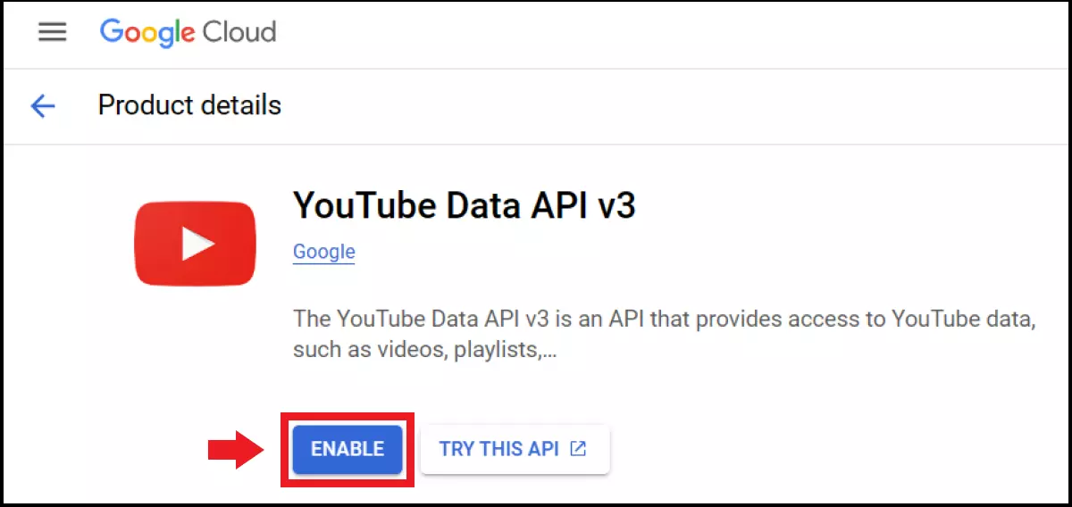Enabling a YouTube API Image: Enabling a YouTube API