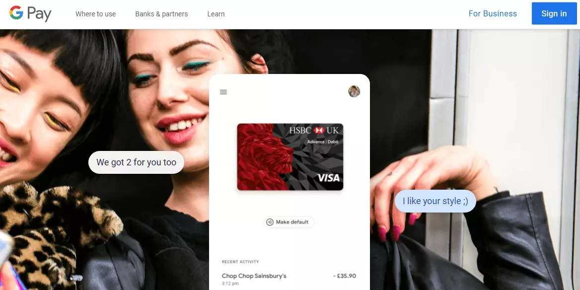Image: Homepage of Google Pay